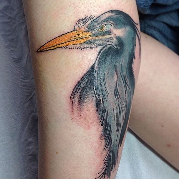 Tattoo Snob on Instagram Heron tattoo by joshjaehnig at Bramble and Stag  Tattoo Parlour in Houghton MI joshjaehnig brambleandstagtattooparlour  houghton